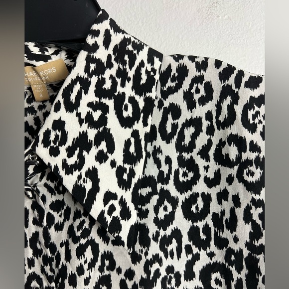 michael kors Collection LEOPARD SILK DRAPED-SLEEVE BLOUSE Size 8 $1150 - Picture 9 of 11